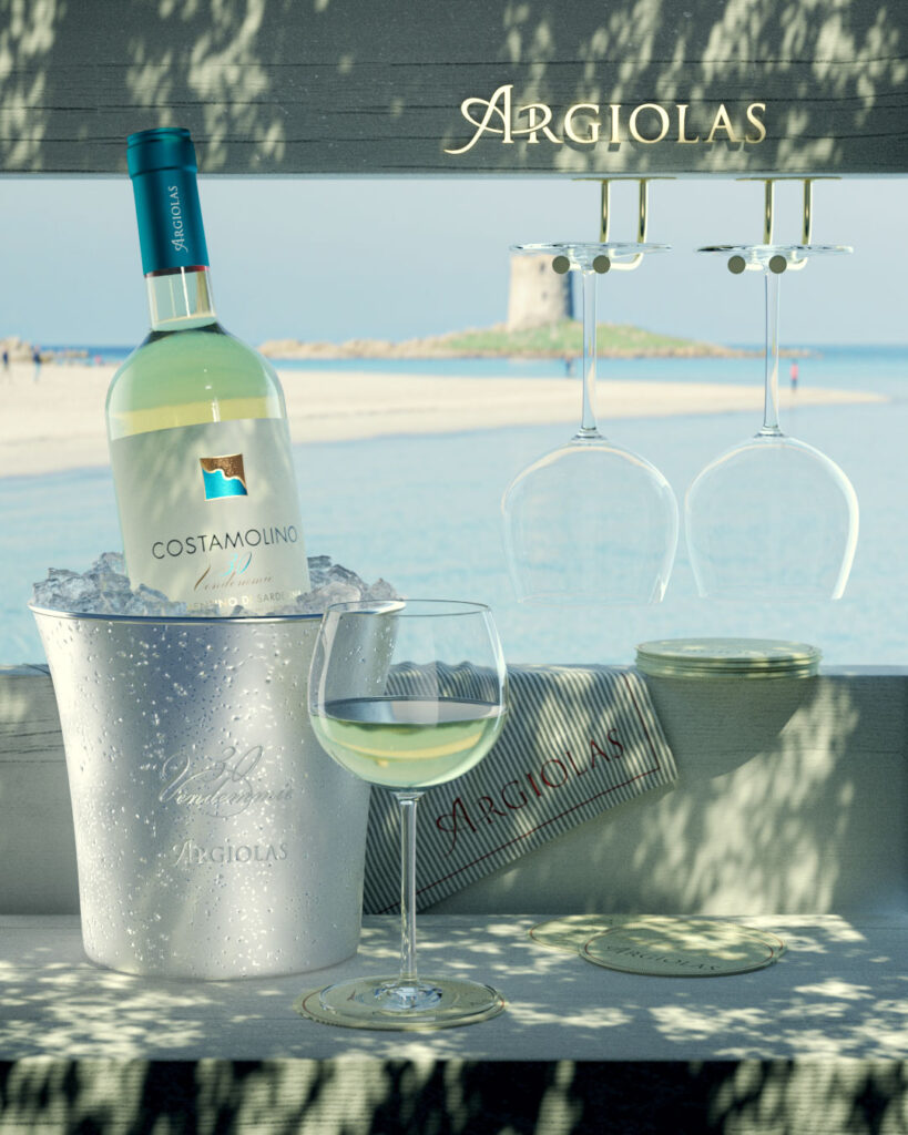 Immagine 3D render del vino Argiolas Costamolino